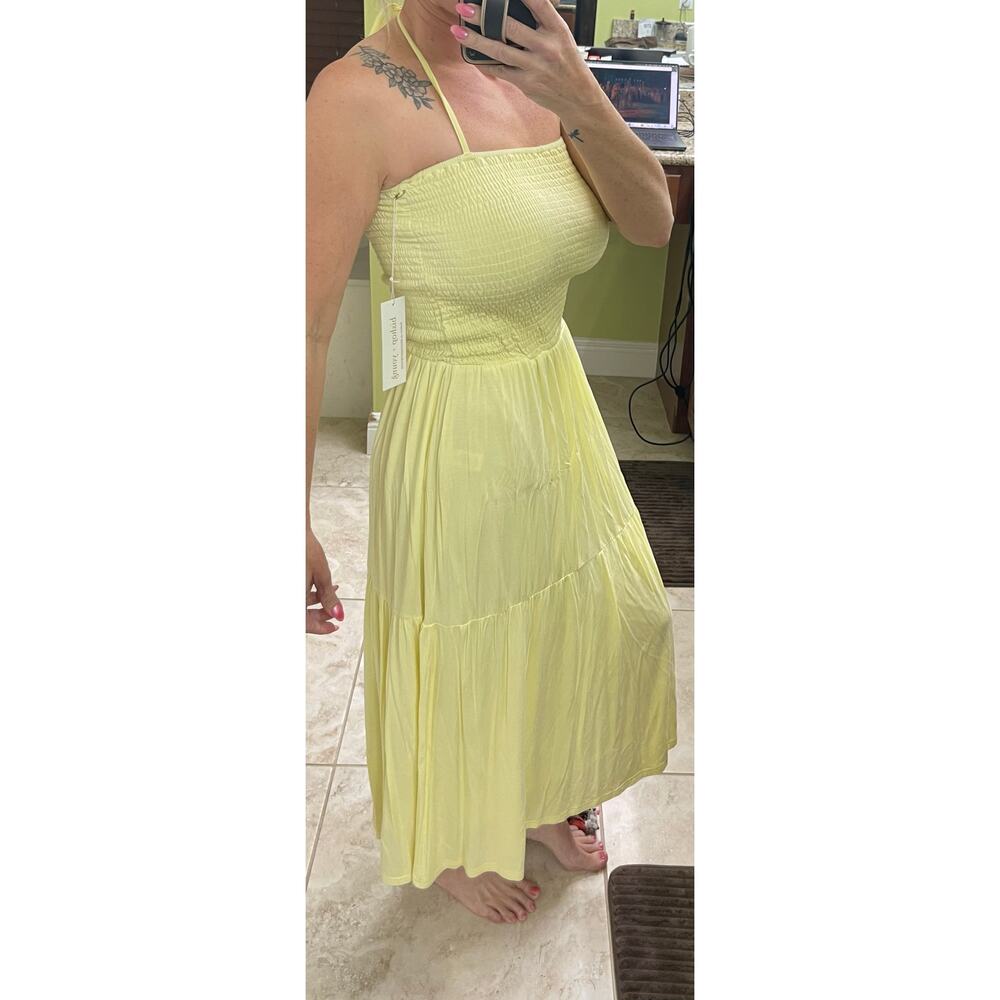 Bishop & young yellow NWT smocked halter tiered dress Bellissima limoncello $120 - Picture 3 of 10